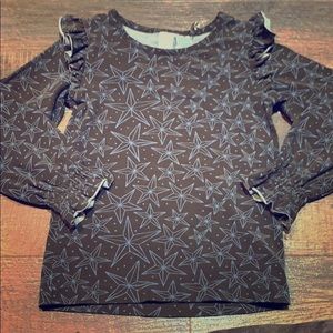 Ruffled shoulder long sleeve